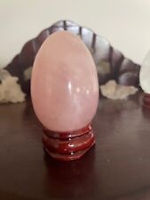 Natural Rose Quartz Crystal Egg Gemstone w/Stand Reiki Stones picture