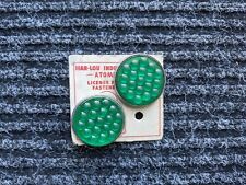  Vintage Style Bike Reflectors-Pair-Automobile License Plate Fasteners-GREEN USA picture