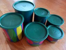 Tupperware green nesting stackable canisters/storage bowls - 6 pieces w/ lids picture