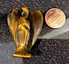 Tigers eye Angel Natural Worry Stone Pocket  Willpower, Energy Healing Chakra picture