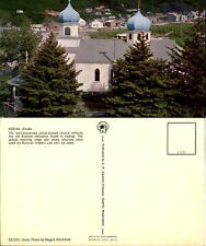 Old Russian Church Kodiak Alaska AK onion-shaped domes 1970s vintage postcard picture
