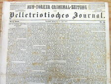 1855 New York German language newspaper CRIMNAL ZEITUNG Belletristisches Journal picture