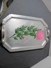 Continental Hand Wrought Hand Paint Tray Pink Chrysanthemums #755 Wall Hanging picture
