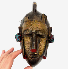 Bamana Marka Mali African Mask Carved Wood Brass Horned picture