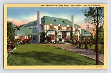 Postcard California Los Angeles CA Fanny Brice Home Bel Air 1940s Unposted Linen picture
