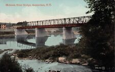 Amsterdam NY New York Mohawk Valley River Overlook Bridge 1910s Vtg Postcard K7 picture