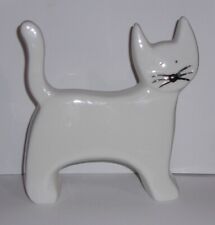 Modern White Ceramic Standing Kitty Cat Flat(ish) Table Top Shelf  7.5