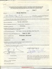 George Hamilton signed autograph 8.5x11 Original Merv Griffin 1970 Show Contract picture