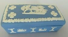VINTAGE BLUE WEDGEWOOD TRINKET BOX MADE IN ENGLAND picture