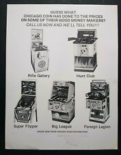 Chicago Coin Super Flipper Pinball Flyer + Vintage Arcade Games Big League 1975 picture