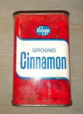 RARE Vintage Kroger GROUND CINNAMON Red Metal Tin Spice Can 