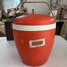 Vintage Gits Ware MCM Ice Bucket Plastic Orange Atomic Starburst Mid Century picture
