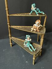 RARE Vintage *UNIQUE Gold Bamboo Metal HOLDER DISPLAY STEPS Antique HOLLYWOOD picture