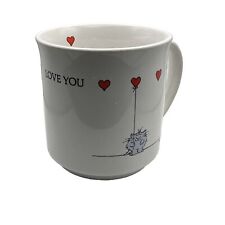 Vintage 80s Sandra Boynton Cat Balloon Heart Coffee Tea Cup Mug Recycled Paper picture