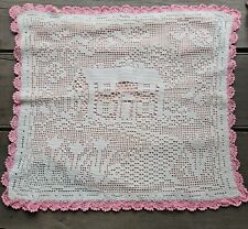 Large Vintage Figural Lace Pillow Cover Crochet Trim Sham Fat Quarter Fabric Lot picture
