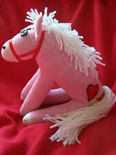 Sock Monkey Pony Horse Handmade White Maned Pink  picture