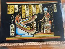 egyptian hand painted papyrus, changes to different painting, glows in the dark picture