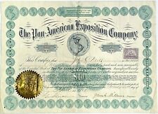 1901 ‘The Pan American Exposition Company’ Stock Certificate Gold Seal & Revenue picture