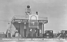 Garden City Municipal Airport Mobil Gas Pumps Kansas KS Reprint Postcard picture
