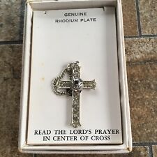lords prayer cross Necklace With Chain Vintage 70s picture