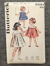 Vintage 1958 1960 Girls 6 Box Pleated Play Dress Pattern BUTTERICK Sewing UNUSED picture