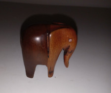 Vintage Miniature Hand Carved Wood Wooden Elephant Sculpture Figurine 2