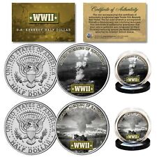 WWII ATOMIC BOMBING of Japan Hiroshima & Nagasaki Kennedy Half Dollar 2-Coin Set picture