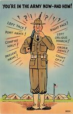 Vintage WWI/WWII You're In The Army Now-And How postcard unused picture