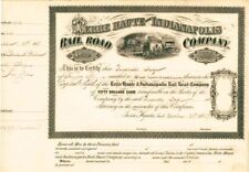 Terre Haute and Indianapolis Railroad Stock made out to Russell Sage - Autograph picture