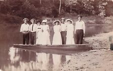 RPPC 4 Fashionable Couples Standing in Rowboat  Real Photo Postcard ca 1907-20 picture