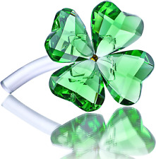 4Inch Crystal Flower Dreams Four-Leaf Clover Figurine Collectibles Green Crystal picture