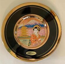 Vintage 6” Chokin Plate Geisha Pagoda Mountains Japan 24kt Gold Edged picture