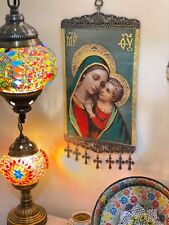 Wall Hanging Tapestry Madonna & Child Pure Cotton Yarn Banner Art Decor 15 X8 picture