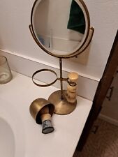 Antique Vintage Shaving Mirror Stand With Beveled Glass, Mug, 2 Brushes picture