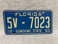 Vintage 1960 FLORIDA License Plate Tag SUNSHINE STATE Collect Original Man Cave picture
