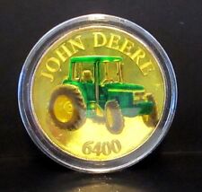 John Deere 6400 Tractor .999 Fine Silver Round Gold Colored Collector Coin jd picture