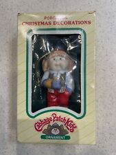 Cabbage Patch Kids Christmas Ornament Porcelain Girl W/Ponytails w/Hot Cocoa VTG picture