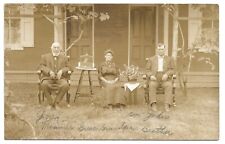 Great Group Portrait In Front of Home With Props / Birdcage Antique RPPC Photo picture