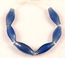 6 Old Bohemian RUSSIAN BLUE Faceted Blown Glass Trade Beads picture