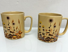 2 Vintage Hexagonal Flower Coffee Cup Mug Wild Flowers- Japan picture