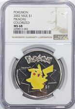 2002 Niue Pokemon Coin - PIKACHU Colorized NGC MS68 picture