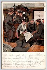 WWI German Propaganda Postcard Soldiers Woman On Train a/s Wennerberg AP1 picture