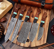 5pcs CUSTOM HANDMADE CHEF SET DAMASCUS FORGED STEEL KITCHEN KNIFE-130 picture