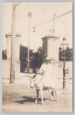 c 1910 Antique Southwest RPPC Real Photo Postcard Woman on Donkey Picture picture
