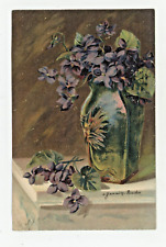 Vintage Postcard FLOWERS PURPLE VIOLETS  EMBOSSED STAMP POSTED 1908 picture