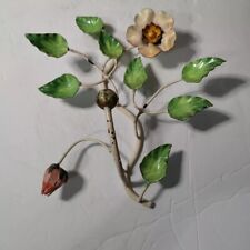 Vintage Italian Toleware Figural Flowers Wall Coat Hanger Hook picture