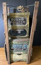 Ontario Biscuit Co Buffalo General Store Display Carrier Tin Glass Antique Early picture