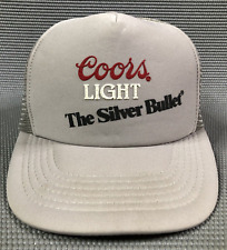 Vintage Coors Light Beer The Silver Bullet Gray Snapback Trucker Hat Cap Mesh picture