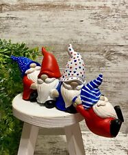 Patriotic USA Gnomes Decoration Shelf Sitter Red White Blue Summer 4.45
