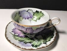 VINTAGE LEFTON CHINA HAND PAINTED STUNNING SCALLOPED FOOTED TEA CUP AND SAUCER picture
